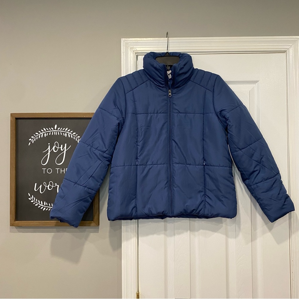 Z By Zella Powder Quilted Puffer Jacket Blue Fjord XS Womens NWT